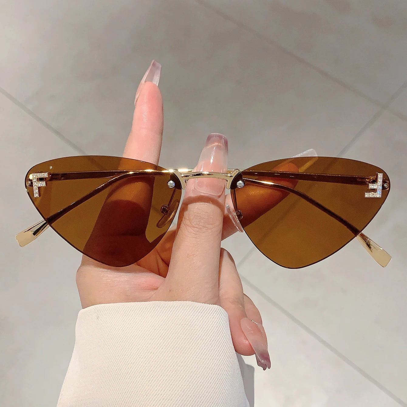 KAMMPT Rimless Cat Eye Sunglasses