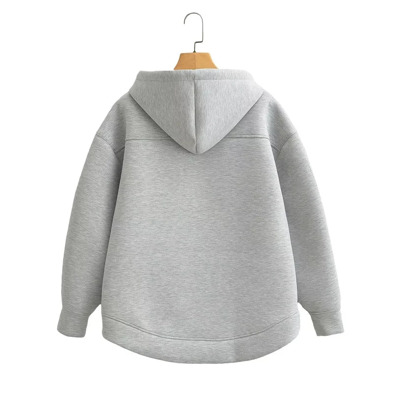 Winter Zipper Hoodie - Unisex Oversize Sweatshirt with Double Pockets