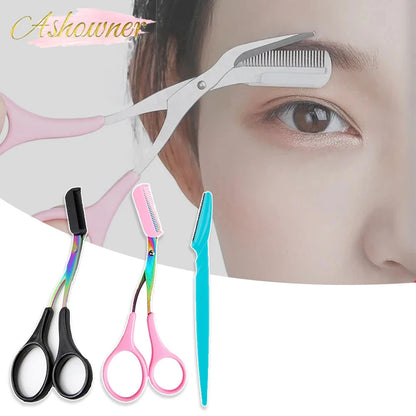 Eyebrow Shaving Knife &amp; Scissors Combo