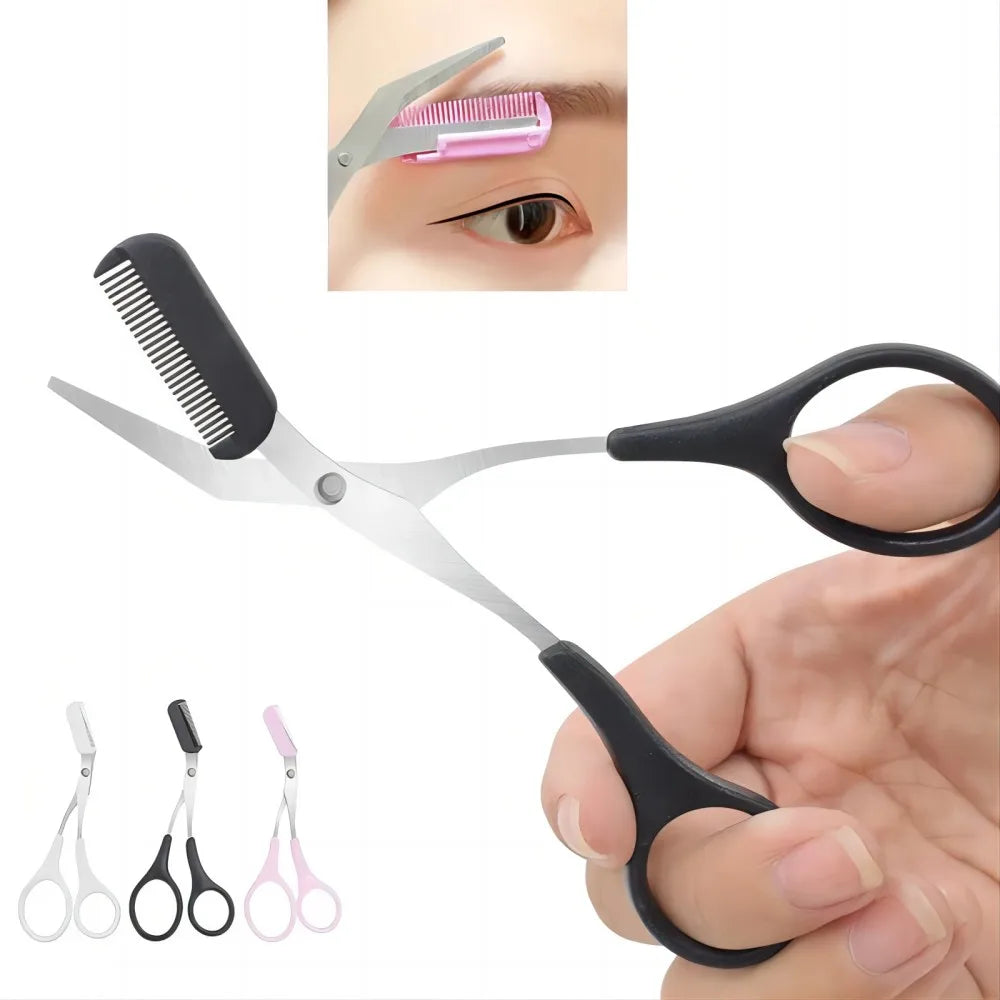 Stainless Steel Eyebrow Scissors: Safe Eyebrow Trimmer with Comb