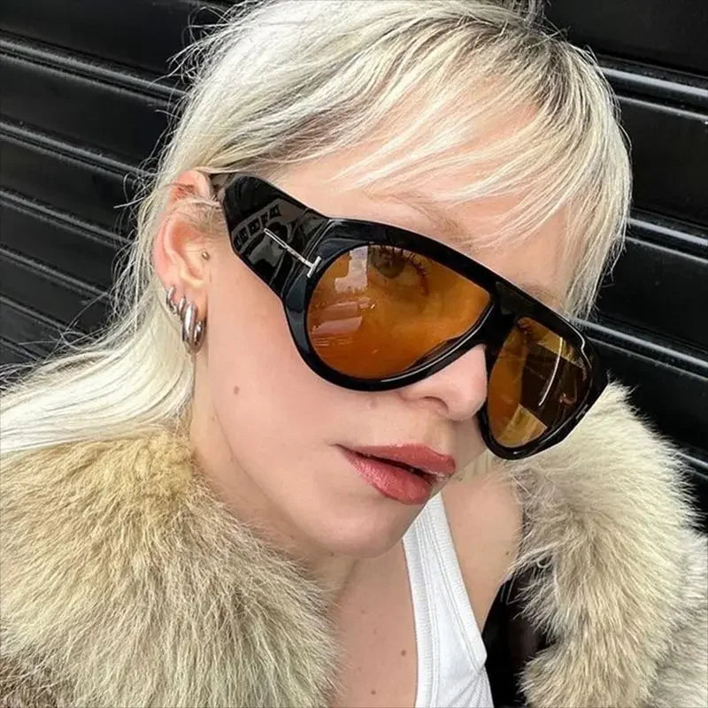 Vintage Luxury Brand Designer Oversized Pilot Sunglasses for Women