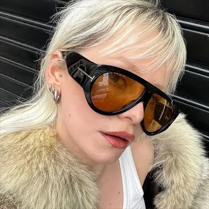 Vintage Luxury Brand Designer Oversized Pilot Sunglasses for Women