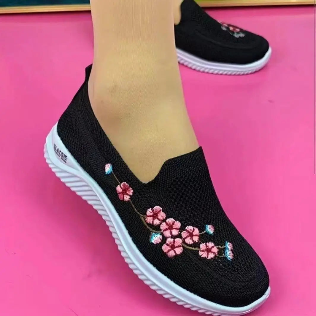 Breathable Floral Mesh Comfort Sneakers for Women