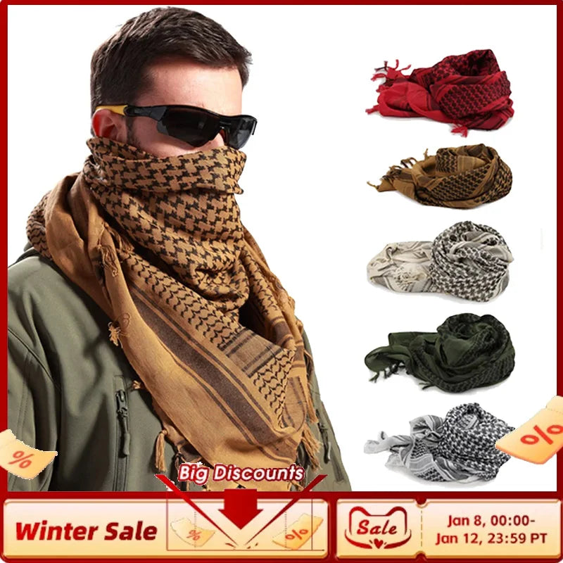 Men Women Tacticals Arab Scarf Fashion Lightweight Hijab Scarf Spring Army Plaid Head Scarf Keep Warm Scarfs Outdoor Equipment