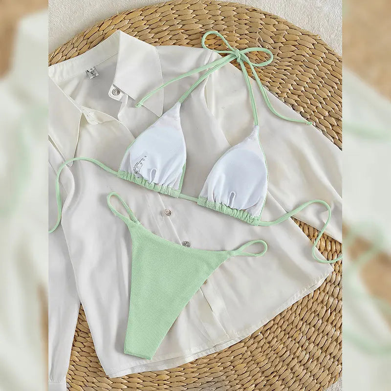 Special Pit Stripe Fabric Bikini Set