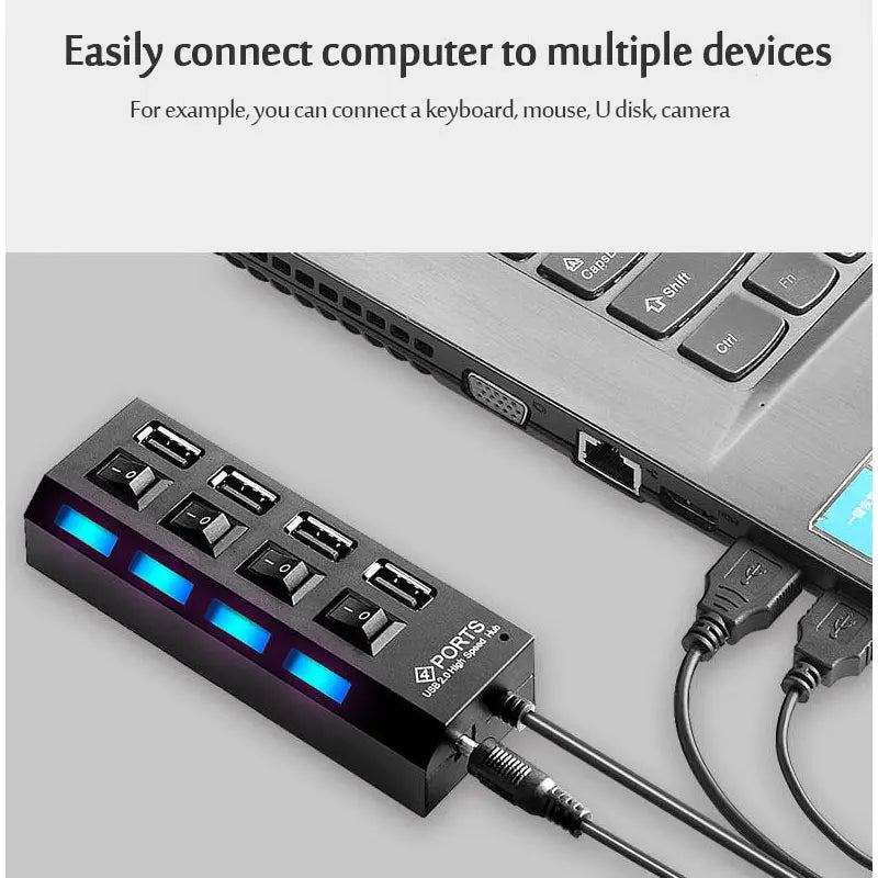 USB 2.0 Hub USB Hub 2.0 Multi USB Splitter Hub Use Power Adapter 4/7 Port Multiple Expander 2.0 USB 3.0 Hub with Switch for PC