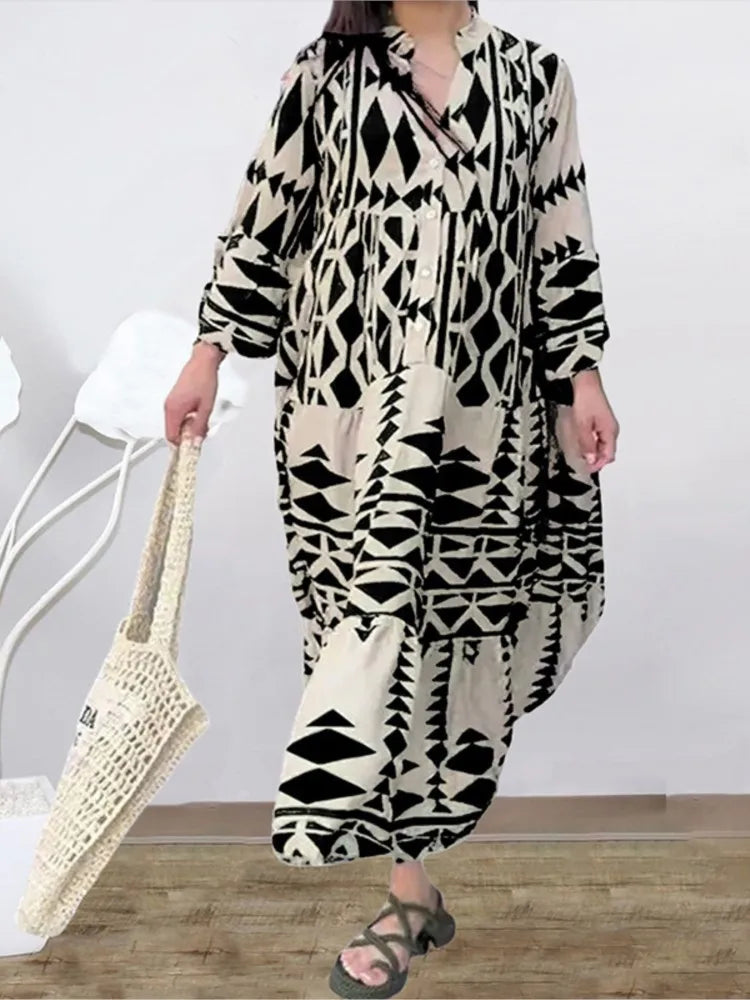 Women’s Long Sleeve Print Dress