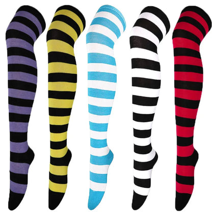 Over-Knee Striped Thigh-High Socks