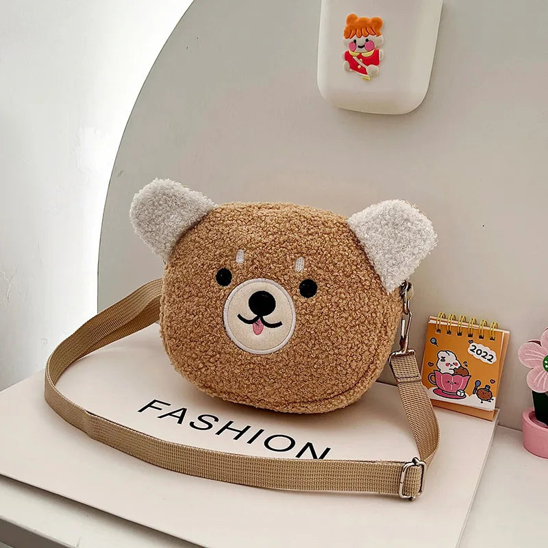 Kawaii Cartoon Plush Shoulder Bag for Women