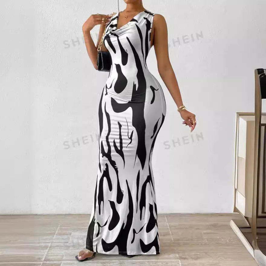 Bodycon Print Maxi Dress for Women