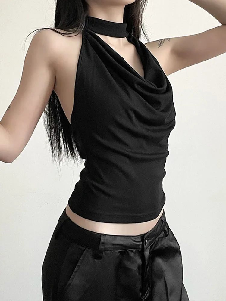 Solid Color Casual Halter Vest