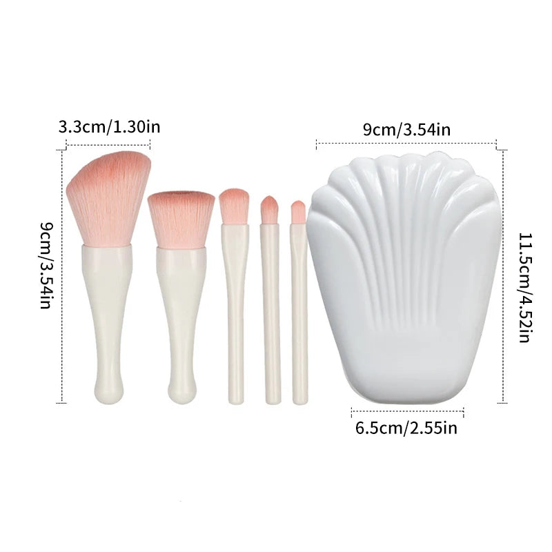 5-Piece Shell Portable Makeup Brush