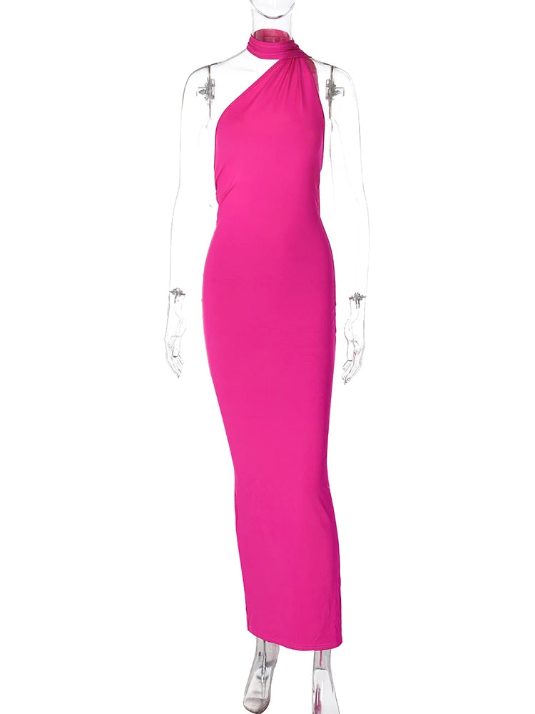 Elegant One Shoulder Backless Maxi Dress for Women – Amazing G