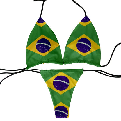 Funny Flag Print Two-Piece Swimsuit
