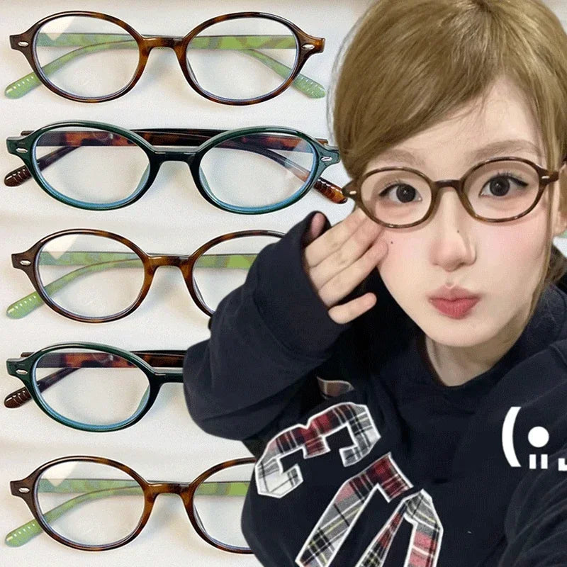 Y2K Retro Oval Frame Anti-Blue Light Glasses for Women