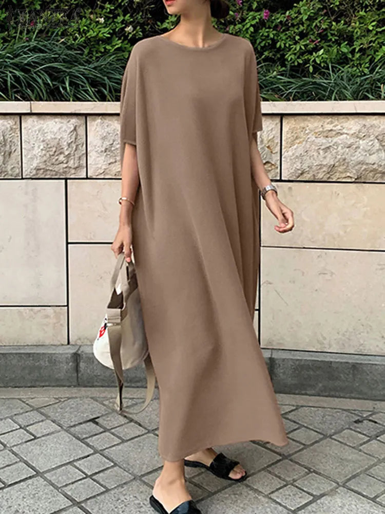 Summer Maxi Dress Casual Elegant O Neck Sundress