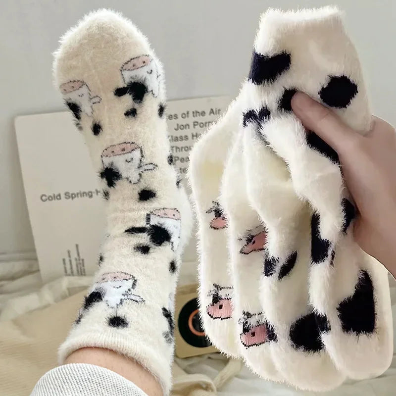 Cartoon Cute Cow Mink Velvet Socks