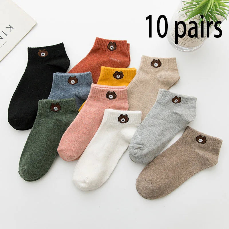 10 Pairs Women Low Tube Socks Set