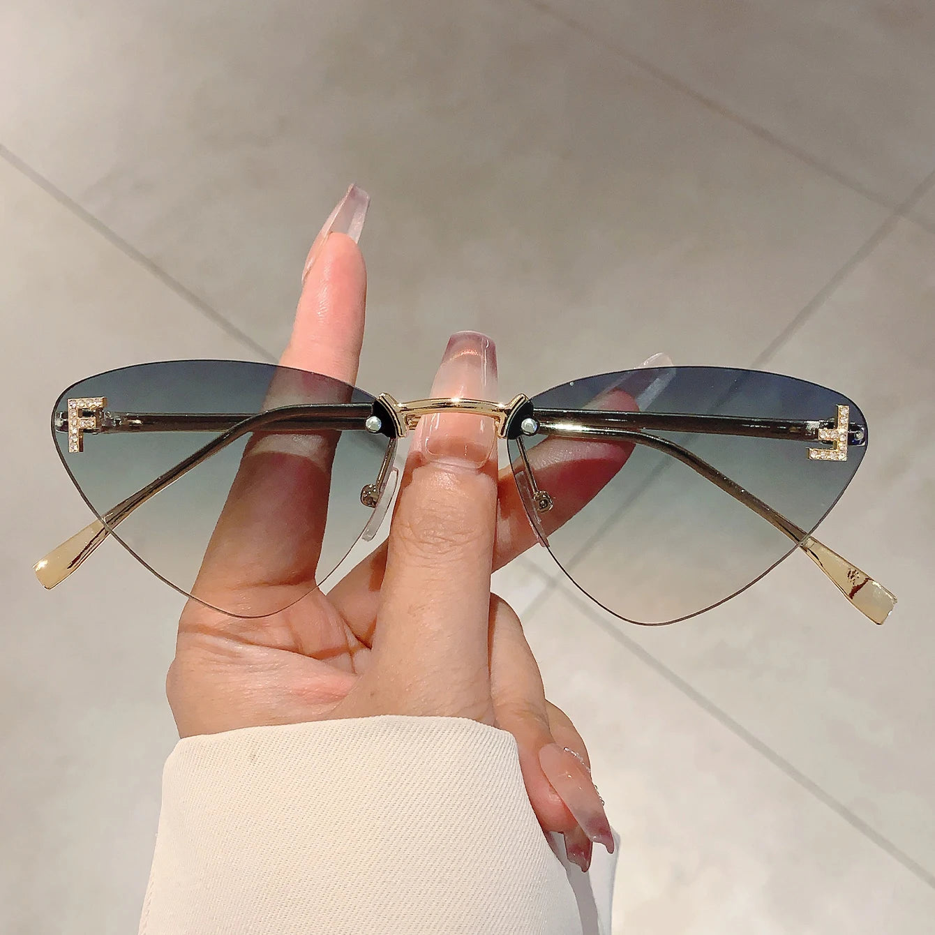 KAMMPT Rimless Cat Eye Sunglasses