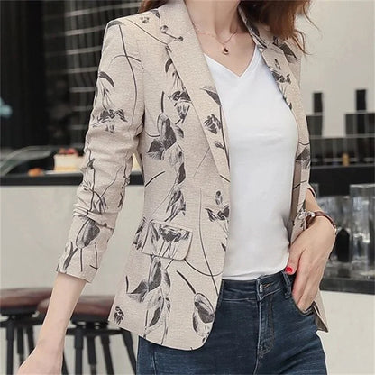 Spring Autumn Women’s Printed Small Suit Jacket