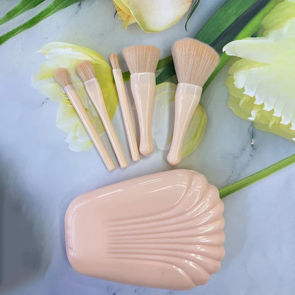 5-Piece Shell Portable Makeup Brush