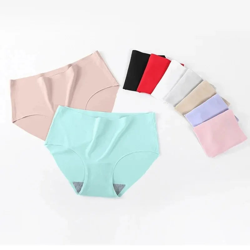 9 PCs Seamless Ice Silk Underwear Mid Rise Briefs