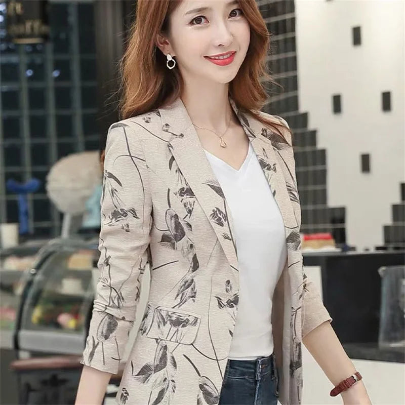 Spring Autumn Women’s Printed Small Suit Jacket