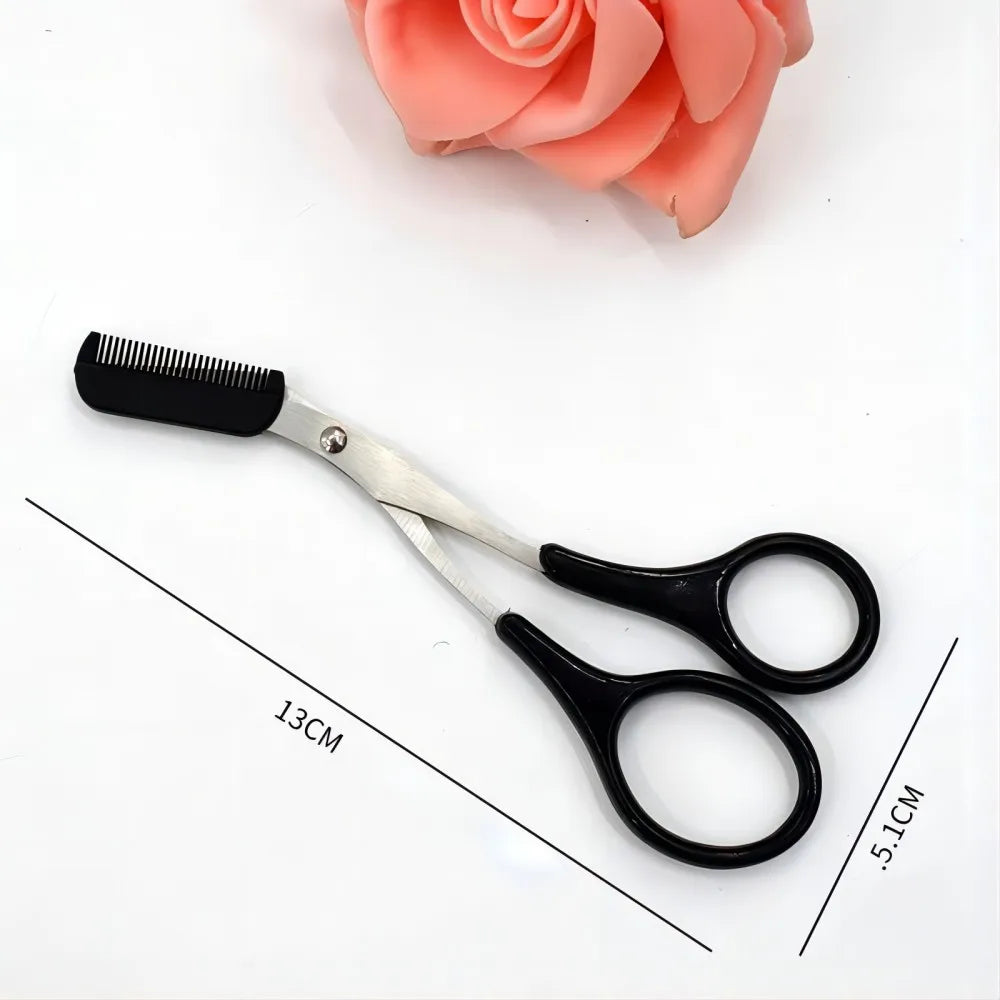 Stainless Steel Eyebrow Scissors: Safe Eyebrow Trimmer with Comb