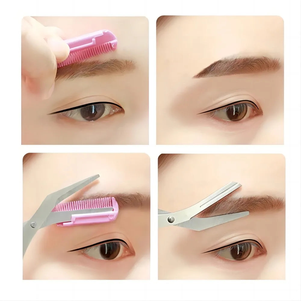 Stainless Steel Eyebrow Scissors: Safe Eyebrow Trimmer with Comb