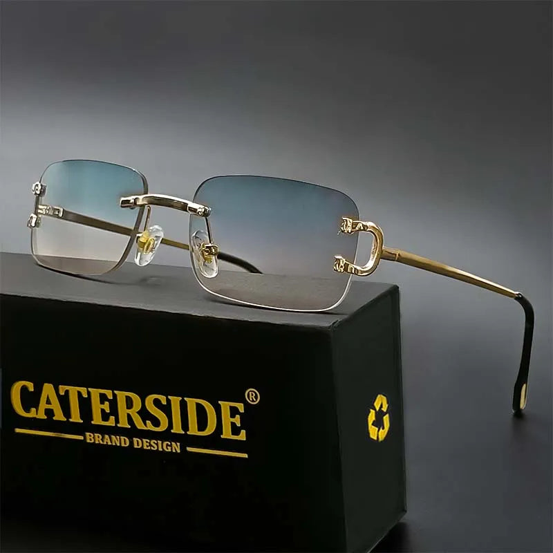 CATERSIDE Rectangular Rimless Sunglasses for Men