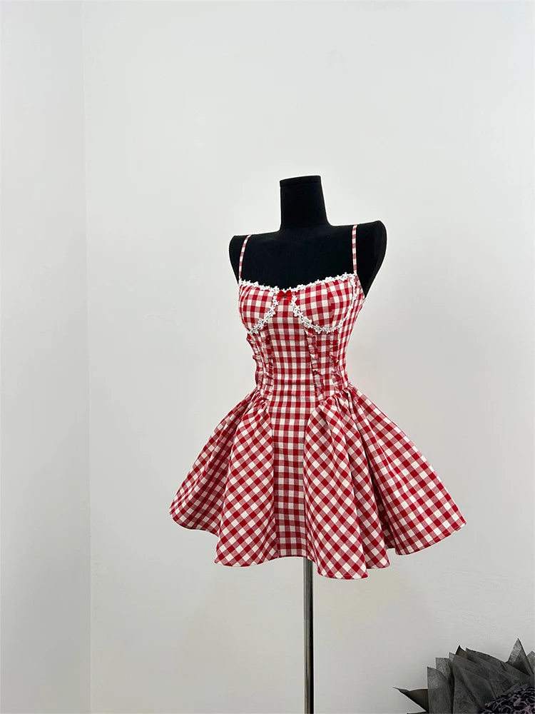 Summer Plaid Mini Dress for Women