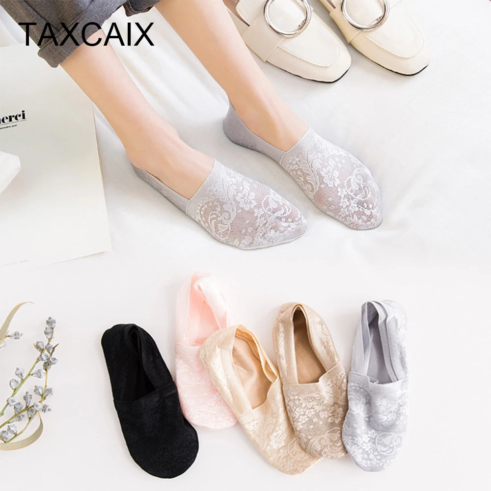 5 Pairs Fashion Women Girls Summer Lace Flower Ankle Socks