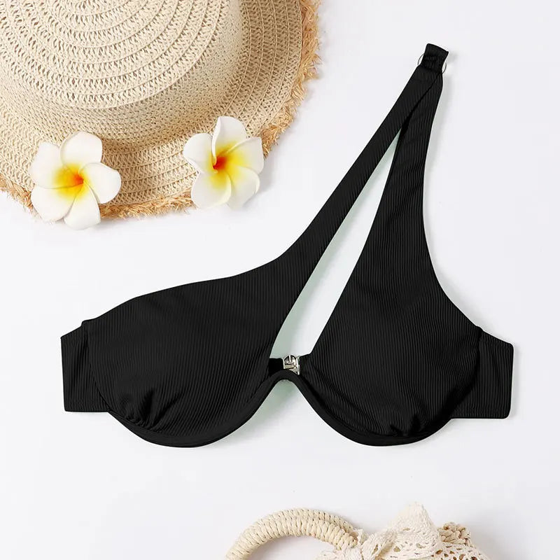 One Shoulder Cut Out Sexy Bikini Set