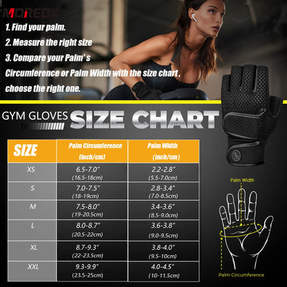 MOREOK Gym Gloves - Non-slip Weight Lifting Gloves