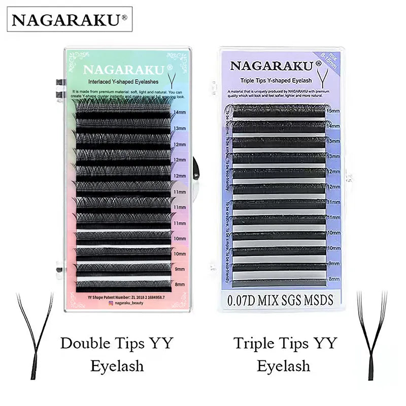 YY Shape Double/Three Split Tips Triple Top Interlaced Root Eyelash Extensions - Amazing G