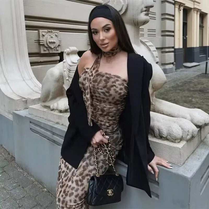 Summer Leopard Print Tulle Crop Top
