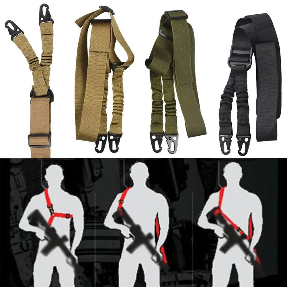 One Single Point Adjustable Bungee Rifle Gun Sling Strap Hook Safety Belt