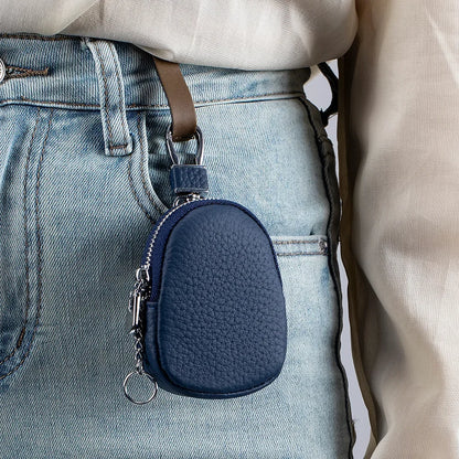 Mini Leather Coin Purse with Key Ring