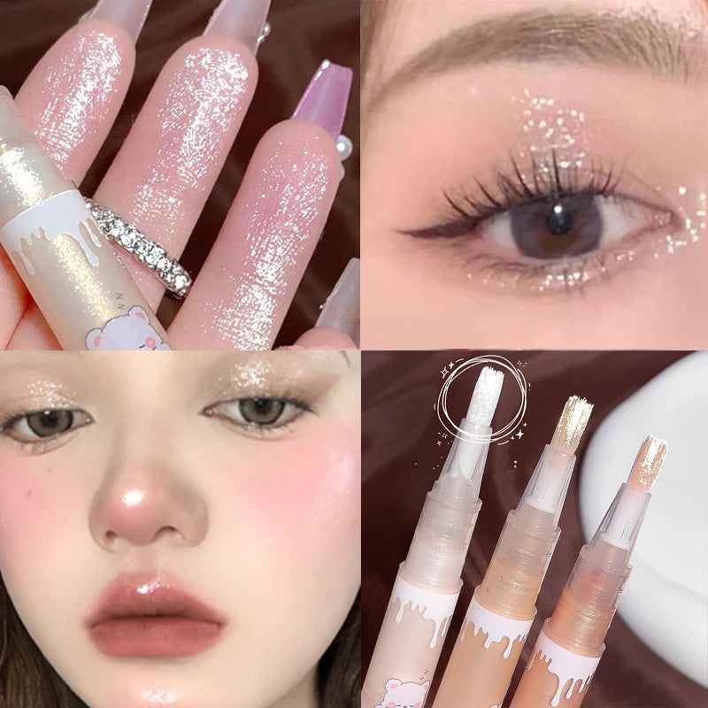 Waterproof Shiny Diamond Highlight Pen: Illuminate Your Eyes with Pearl White Brilliance