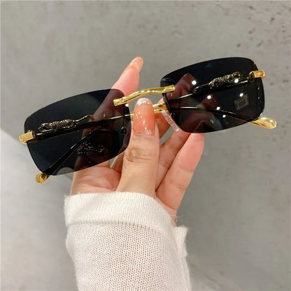 Vintage Rimless Cut-Edge Sunglasses