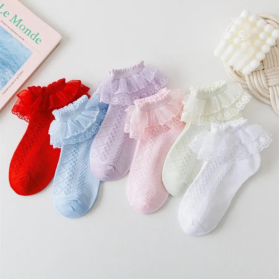 5 Pairs/Lot Girls Socks Summer Style Cotton Thin Baby Socks