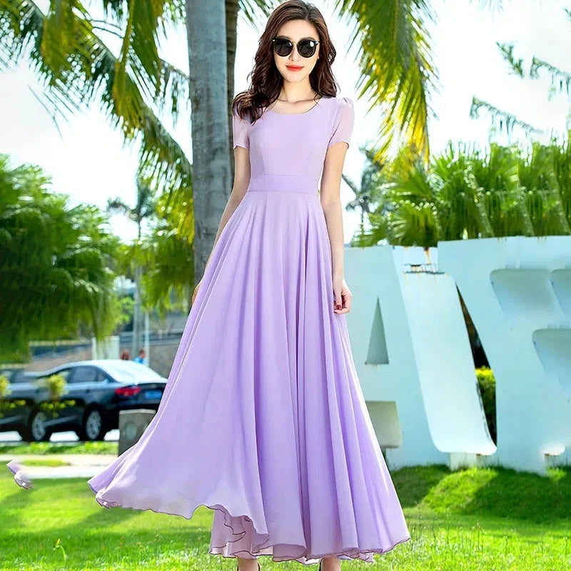 Summer Bohemian Beach Long Chiffon Dress