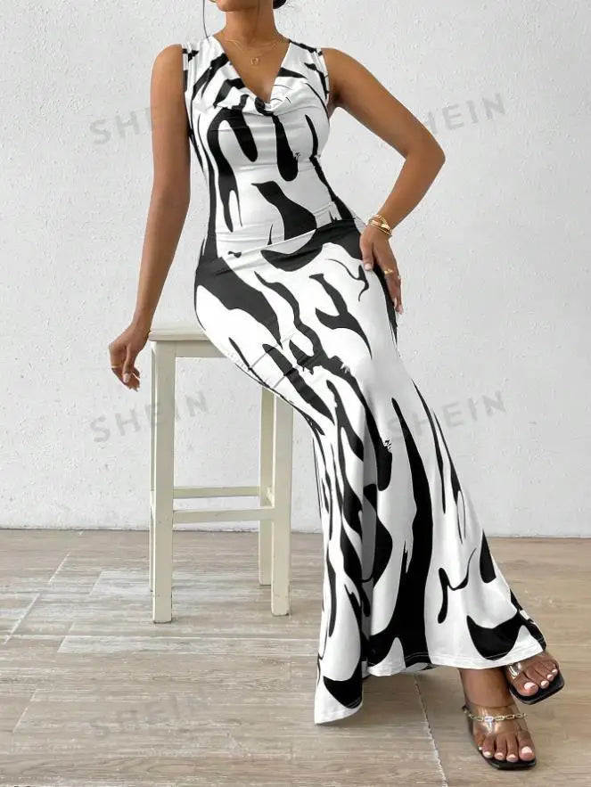 Bodycon Print Maxi Dress for Women