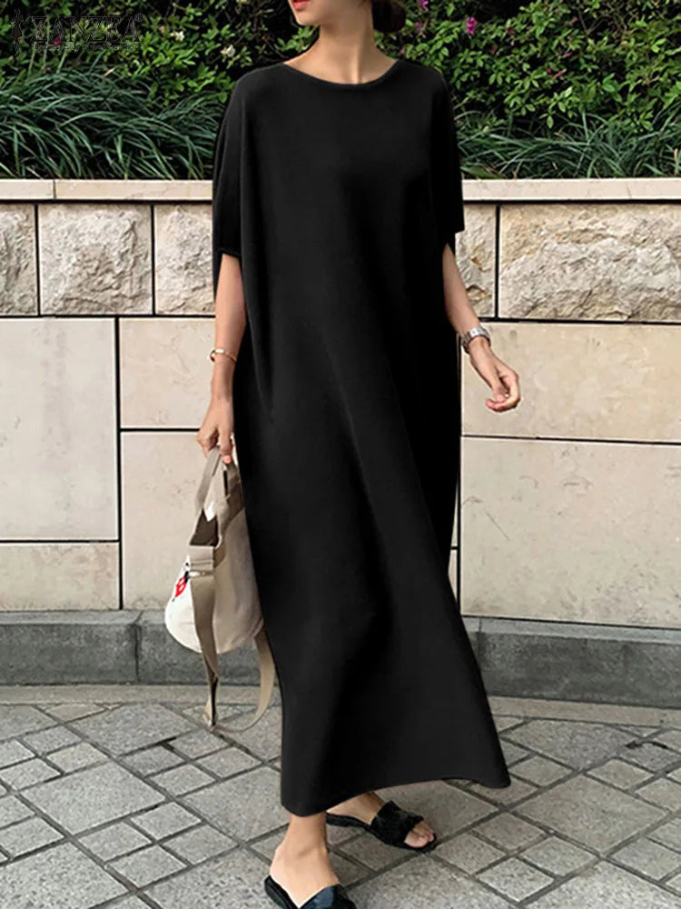 Summer Maxi Dress Casual Elegant O Neck Sundress