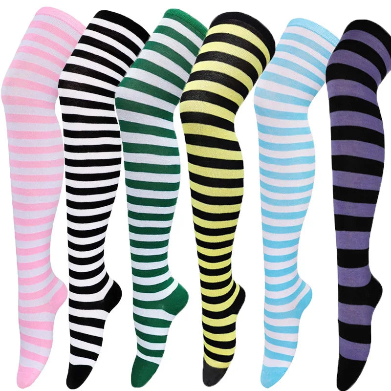 Over-Knee Striped Thigh-High Socks