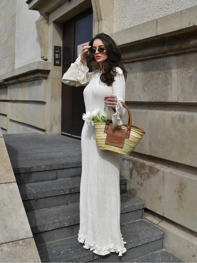 Elegant Flare Sleeve Maxi Dress