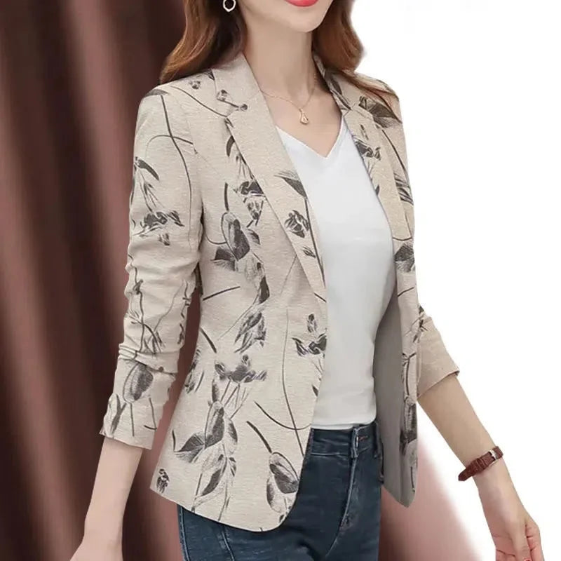 Spring Autumn Women’s Printed Small Suit Jacket