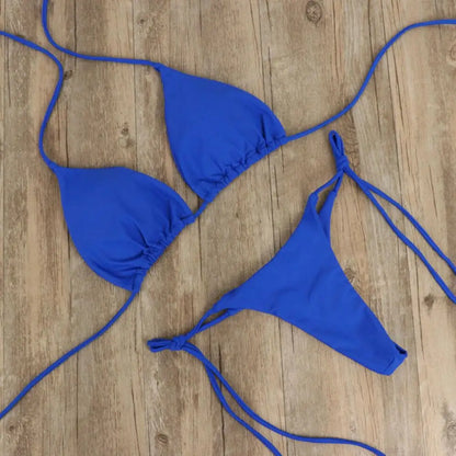 Sexy Halter Neck Thong Bikini Set