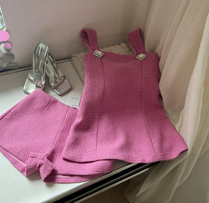 Korean Style Backless Bow Two-Piece Set