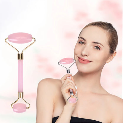 Natural Rose Jade Roller Face Massage Crystal Stone Jade Massager Crystal Roller Skin Face Roller Wrinkle Removal Massage Roller